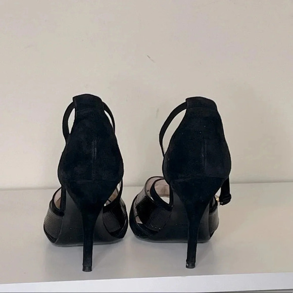 Vintage Y2K  GIORGIO ARMANI High-heeled, kitten Suede-leather sandals Size 37 - Picture 3 of 9